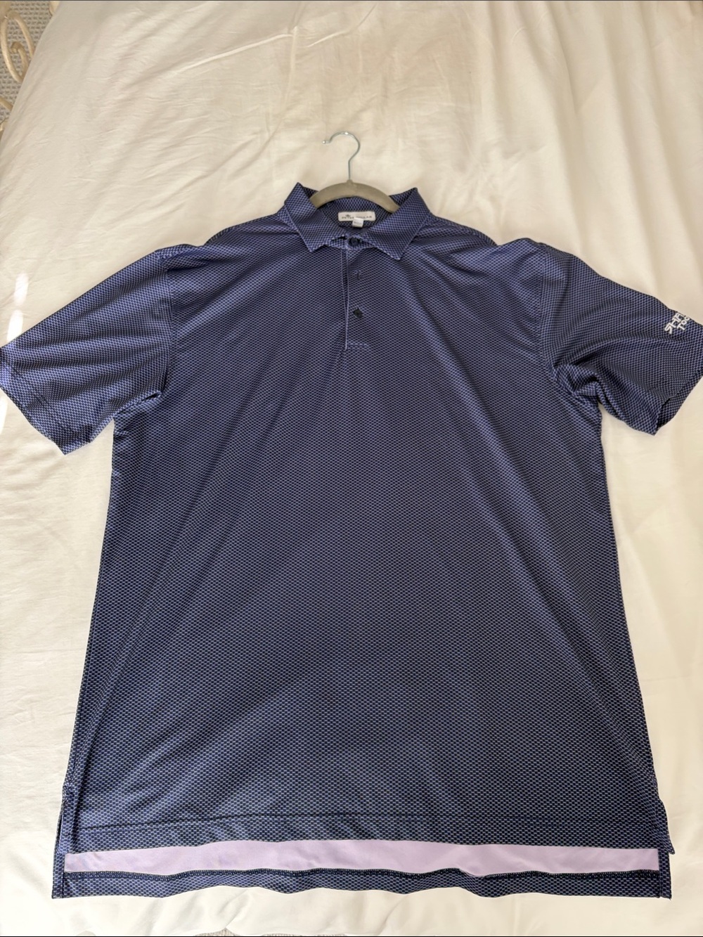 Peter Millar Navy Short Sleeve Polo - Shark’s Tooth Logo Large
